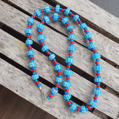 Colorful Chevron and White Heart Venetian Beads Glass Beads Necklace NCC-2