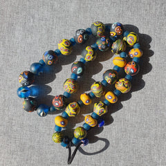 Vintage Roman Venetian Style Mosaic Glass Beads Necklace MX-27