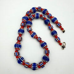 Vintage Chevron & Venetian 6mm Whiteheart Beads Necklace NC-B-1