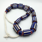 Vintage Old Blue Chevron Trade beads Big Size 20-22mm Beads Necklace NB2