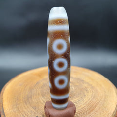 Vintage Old Himalayan Indo Tibetan 5 Eyes pattern Dzi Amulet Pendant Bead B25