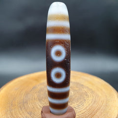 Vintage Old Himalayan Indo Tibetan 5 Eyes pattern Dzi Amulet Pendant Bead B25