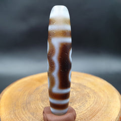 Vintage Old Himalayan Indo Tibetan 5 Eyes pattern Dzi Amulet Pendant Bead B25