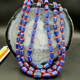 Lot 3 Vintage Chevron and White Heart Venetian Glass Beads Necklace NC-O-3