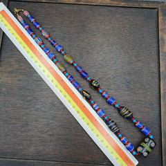 N97 Blue Chevron and White Heart Venetian Beads African Glass Beads Necklace