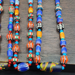 Wholesale 5 pcs Vintage Chevron and White Heart Venetian Glass Beads Necklaces