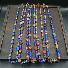 Wholesale 5 pcs Vintage Chevron and White Heart Venetian Glass Beads Necklaces