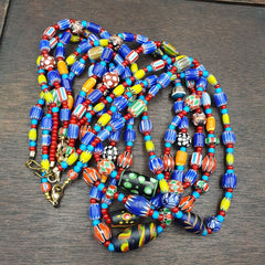 Wholesale 5 pcs Vintage Chevron and White Heart Venetian Glass Beads Necklaces