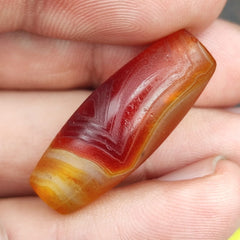Antique Yemeni Old Eye Agate Middle Eastern Red, yellow Agate Bead -4Y