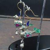 Pair of Vintage Handmade Birds Earrings From Afghanistan