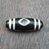 Old Indo Tibetan Agate 3 Diamond Eyes lines Agate stone Dzi Bead Amulet
