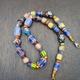 Venetian Style Trade beads Vintage Mix Chevron Glass Beads necklace