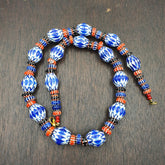 Whispers of History Vintage Venetian Style Blue Chevron Beads Necklace