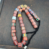 Vintage Venetian Style Glass beads Chevron Beads Long Strand 14-17mm
