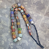Vintage Venetian Style Mix Chevron Glass beads Long Strand 14-17mm N-2