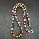 YCH-10 Venetian Style Chevron and White Heart Venetian Feather Beads Necklace