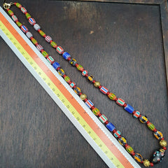 YCH-9 Venetian Style Chevron and White Heart Venetian Feather Beads Necklace