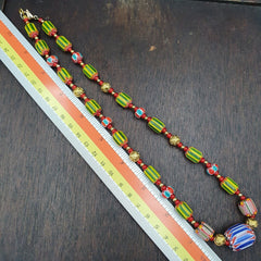 YCH-7 Venetian Style Chevron and White Heart Venetian Beads Necklace