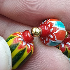 YCH-7 Venetian Style Chevron and White Heart Venetian Beads Necklace