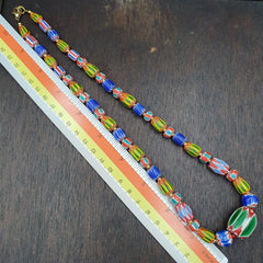 Venetian Style Chevron and White Heart Venetian Beads Glass Beads Necklace YCH-6