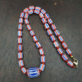 Venetian Style Chevron and White Heart Venetian Beads Glass Beads Necklace YCH-5
