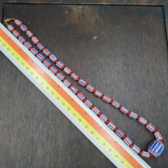 Venetian Style Chevron and White Heart Venetian Beads Glass Beads Necklace YCH-5