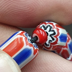 Venetian Style Chevron and White Heart Venetian Beads Glass Beads Necklace YCH-5