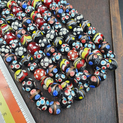 Vintage Fancy Floral Venetian Style Skunk Beads | African Style Necklace