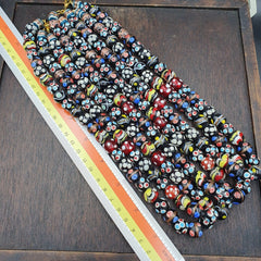 Vintage Fancy Floral Venetian Style Skunk Beads | African Style Necklace