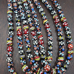Vintage Fancy Floral Venetian Style Skunk Beads | African Style Necklace