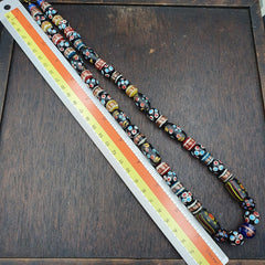 Vintage African Venetian Style Skunk Thousand eyes Glass Beads Strand