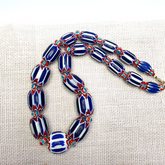 Vintage Chevron and White Heart Venetian Beads Glass Beads Necklace NC-1010