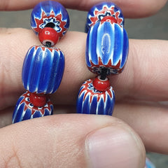 Vintage Chevron and White Heart Venetian Beads Glass Beads Necklace NC-1014