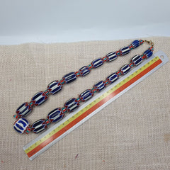 Vintage Chevron and White Heart Venetian Beads Glass Beads Necklace NC-1010