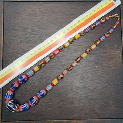 Vintage Chevron and White Heart Venetian Beads Glass Beads Necklace NC-1013