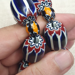 Vintage Chevron and White Heart Venetian Beads Glass Beads Necklace NC-108