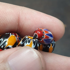 Vintage Chevron and White Heart Venetian Beads Glass Beads Necklace NC-1013