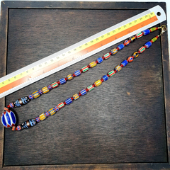 Vintage Chevron and White Heart Venetian Beads Glass Beads Necklace NC-1012