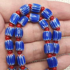 Vintage Chevron and White Heart Venetian Beads Glass Beads Necklace NC-1011