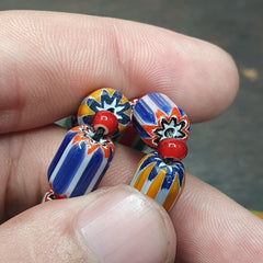 Vintage Chevron and White Heart Venetian Beads Glass Beads Necklace NC-1012