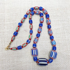 Colorful Chevron and White Heart Venetian Beads Glass Beads Necklace NC-107
