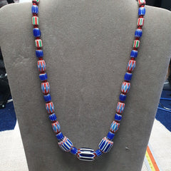 Colorful Chevron and White Heart Venetian Beads Glass Beads Necklace NC-107