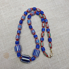 Colorful Chevron and White Heart Venetian Beads Glass Beads Necklace NC-107