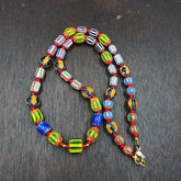 YCH-14 Venetian Inspired Chevron and 4.5mm Red White Heart Beads Necklace