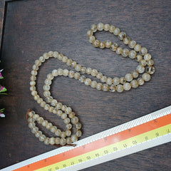 Vintage Himalayan Tibetan 7.5mm Crystal Quartz MALA 108 BEADS ROSARY NECKLACE
