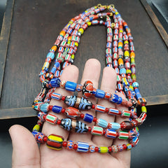 Wholesale 5 pcs Vintage Chevron and White Heart Venetian Glass Beads Necklace