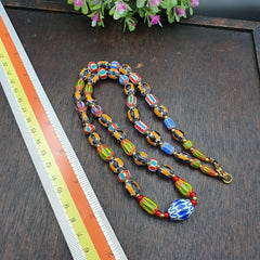 YCH-15 Venetian Inspired Chevron and red white heart Beads Necklace