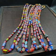 Wholesale 5 pcs Vintage Chevron and White Heart Venetian Glass Beads Necklace