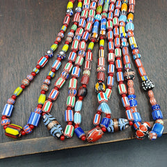 Wholesale 5 pcs Vintage Chevron and White Heart Venetian Glass Beads Necklace