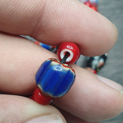 Vintage Chevron Venetian Whiteheart Floral Glass Beads Necklace NC-11-7